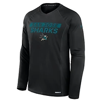 T-shirt à manches longues raglan authentique Pro Rink Tech Fanatics pour homme, noir, des Sharks de San Jose