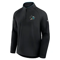 Pull d'entraînement à quart de zip Fanatics noir authentique des Sharks San Jose pour homme