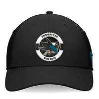 Casquette flexible noire San Jose Sharks Authentic Pro Training Camp Fanatics pour hommes
