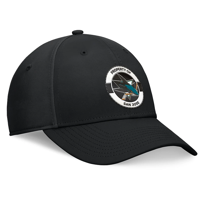 Casquette flexible noire San Jose Sharks Authentic Pro Training Camp Fanatics pour hommes