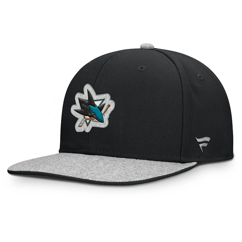 Men's Fanatics Black San Jose Sharks Fundamentals Loden Snapback Hat