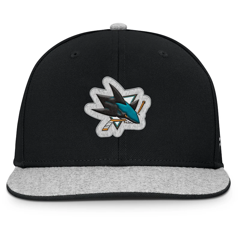 Men's Fanatics Black San Jose Sharks Fundamentals Loden Snapback Hat
