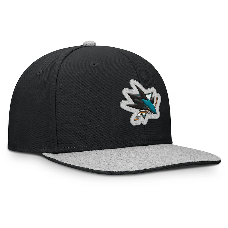 Men's Fanatics Black San Jose Sharks Fundamentals Loden Snapback Hat