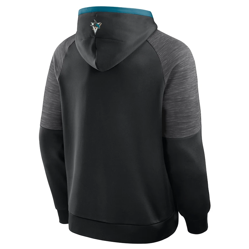 Men's Fanatics Black San Jose Sharks Goaltender Defender Pullover Hoodie