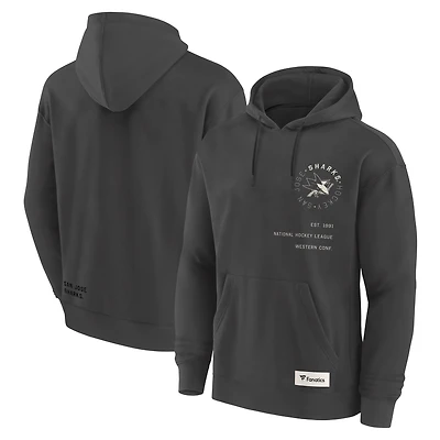 Men's Fanatics Charcoal San Jose Sharks Future Ground Info Pullover Hoodie