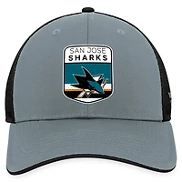 Casquette ajustable Authentic Pro Home Ice Trucker Fanatics pour hommes, gris/noir, San Jose Sharks