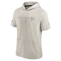 Sweat à capuche manches courtes Fanatics gris authentique San Jose Sharks pour homme