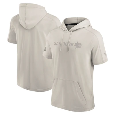 Sweat à capuche manches courtes Fanatics gris authentique San Jose Sharks pour homme