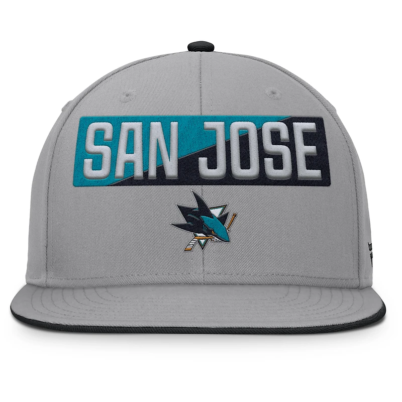 Men's Fanatics Gray San Jose Sharks Fundamentals Duo Split Logo Snapback Hat