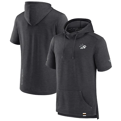 Sweat à capuche authentique Pro Fanatics Heather Charcoal des Sharks de San Jose pour homme