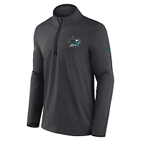 Veste à quart de zip authentique pour hommes Fanatics Heather Charcoal des San Jose Sharks