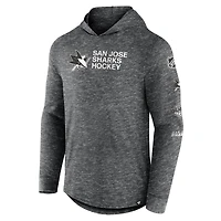T-shirt à capuche empilé manches longues Fanatics Heather Charcoal pour hommes, San Jose Sharks