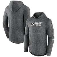 T-shirt à capuche empilé manches longues Fanatics Heather Charcoal pour hommes, San Jose Sharks