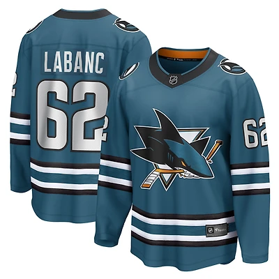 Fanatics pour hommes Kevin Labanc Sarcelle San Jose Sharks Maillot de joueur échappé à domicile