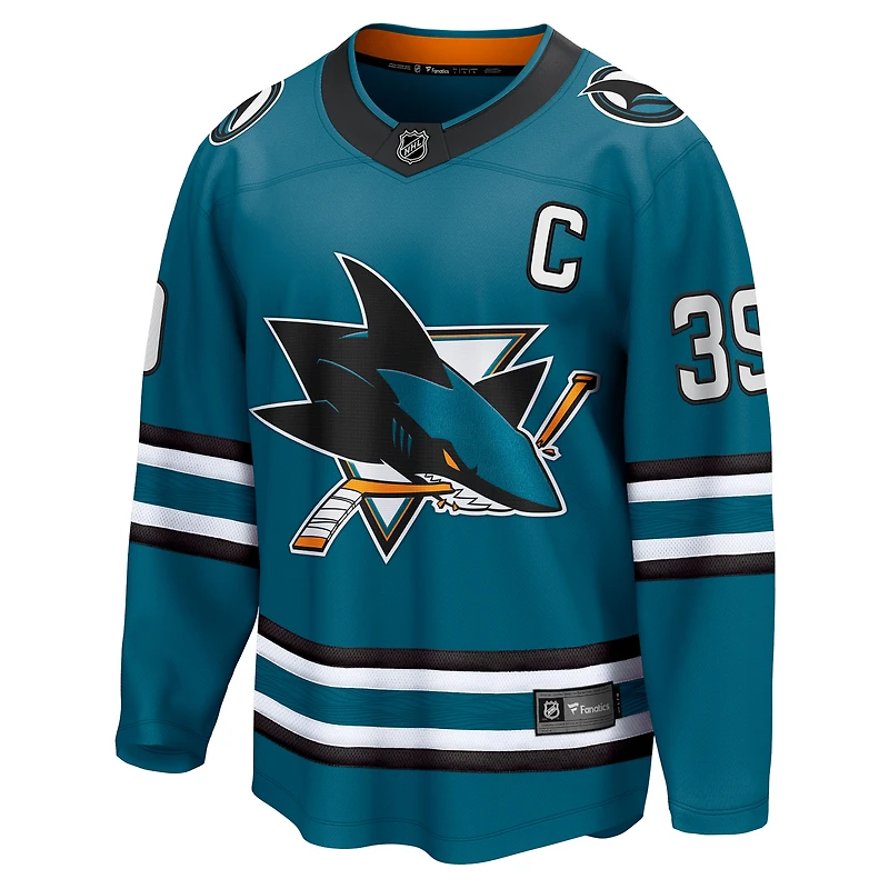 Maillot Fanatics Logan Couture pour hommes, bleu sarcelle, San Jose Sharks Home Breakaway