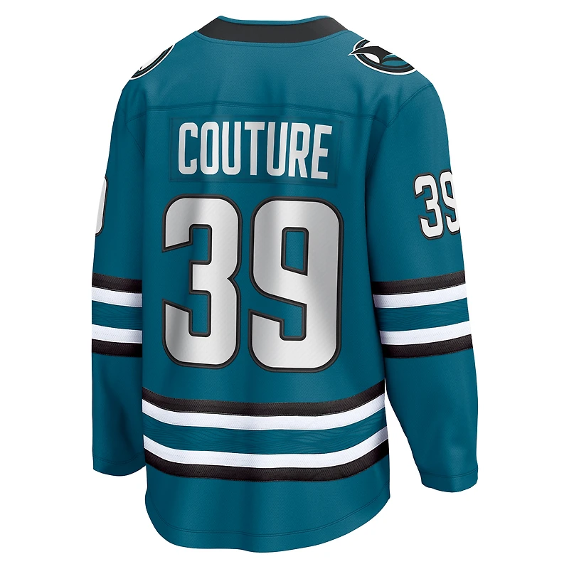 Maillot Fanatics Logan Couture pour hommes, bleu sarcelle, San Jose Sharks Home Breakaway
