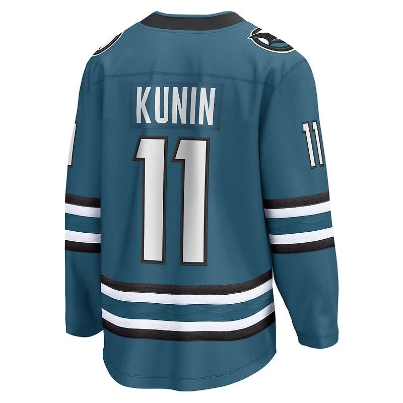 Fanatics pour hommes Luke Kunin Sarcelle San Jose Sharks Maillot de joueur échappé à domicile