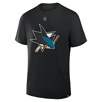 T-shirt Macklin Celebrini Fanatics pour homme, noir, authentique, avec nom et numéro Stack des Sharks de San Jose