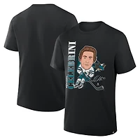 Men's Fanatics Macklin Celebrini Black San Jose Sharks Caricature Player T-Shirt