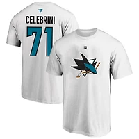 Men's Fanatics Macklin Celebrini White San Jose Sharks Big & Tall Heat Check Name Number T-Shirt