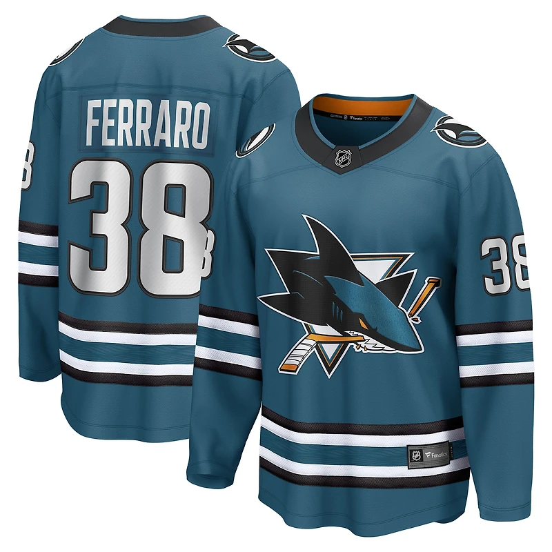 Fanatics pour hommes Mario Ferraro Sarcelle San Jose Sharks Maillot de joueur échappé à domicile