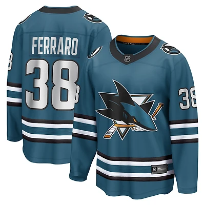 Fanatics pour hommes Mario Ferraro Sarcelle San Jose Sharks Maillot de joueur échappé à domicile