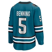 Maillot Fanatics Matt Benning Sarcelle San Jose Sharks Home Breakaway pour hommes