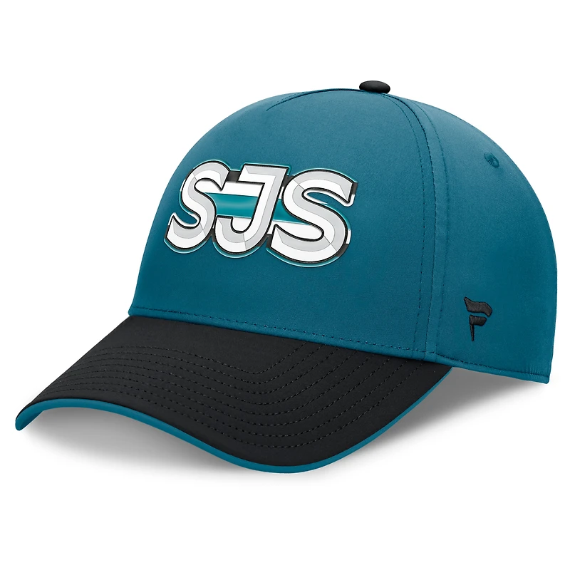 Men's Fanatics Teal/Black San Jose Sharks Authentic Pro Rink Team Code Flex Hat