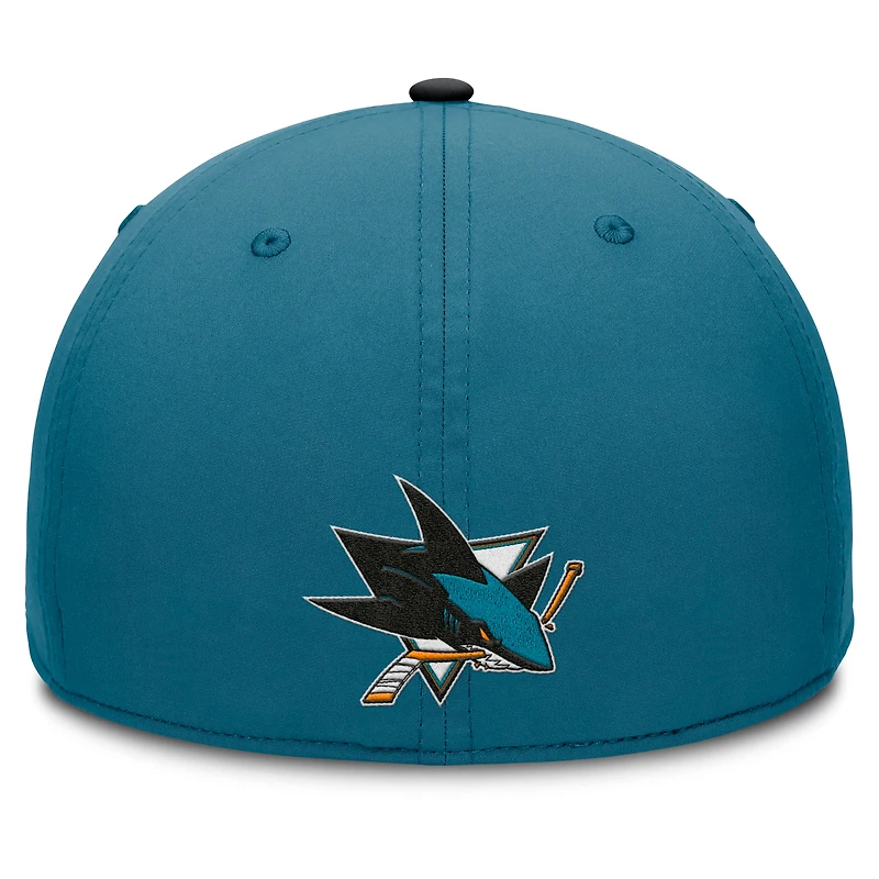 Men's Fanatics Teal/Black San Jose Sharks Authentic Pro Rink Team Code Flex Hat