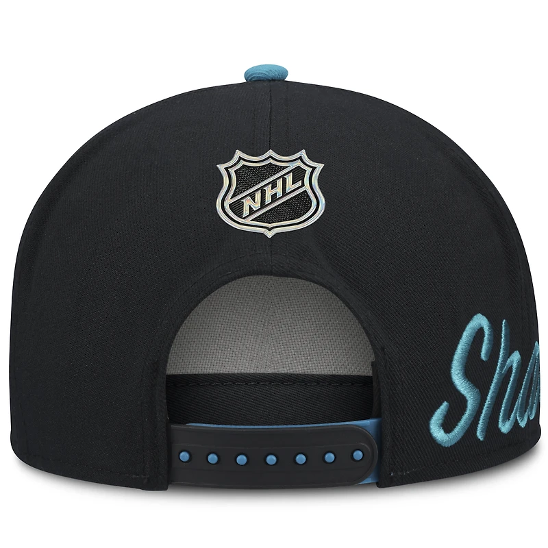Casquette snapback Fanatics pour homme, bleu sarcelle/noir, San Jose Sharks