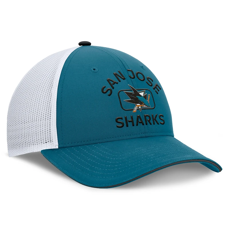 Men's Fanatics Teal/White San Jose Sharks Authentic Pro Rink Trucker Hat