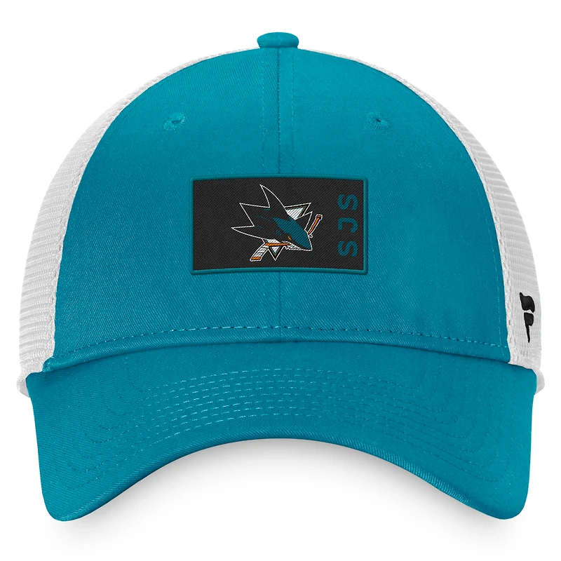 Men's Fanatics Teal/White San Jose Sharks Authentic Pro Rink Trucker Snapback Hat