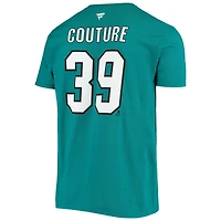 T-shirt avec nom et numéro de joueur des Sharks San Jose Fanatics Teal Logan Couture pour hommes