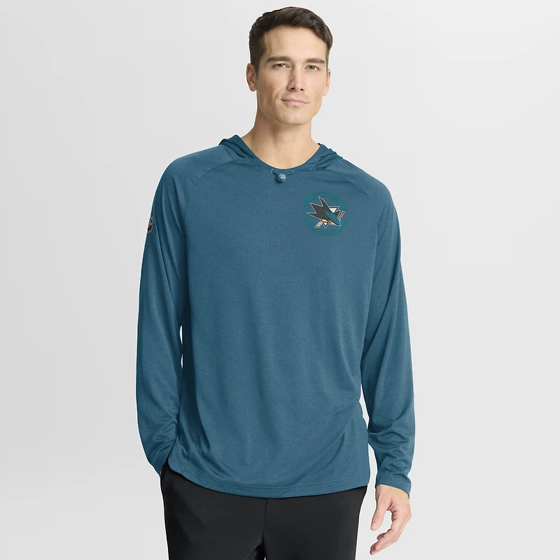 Men's Fanatics Teal San Jose Sharks Authentic Pro Rink Raglan Hoodie
