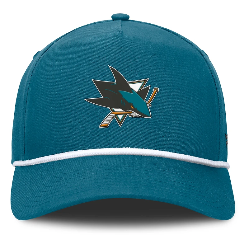 Casquette ajustable en forme de A authentique Pro Rink Roper des Sharks de San Jose pour hommes, couleur sarcelle Fanatics