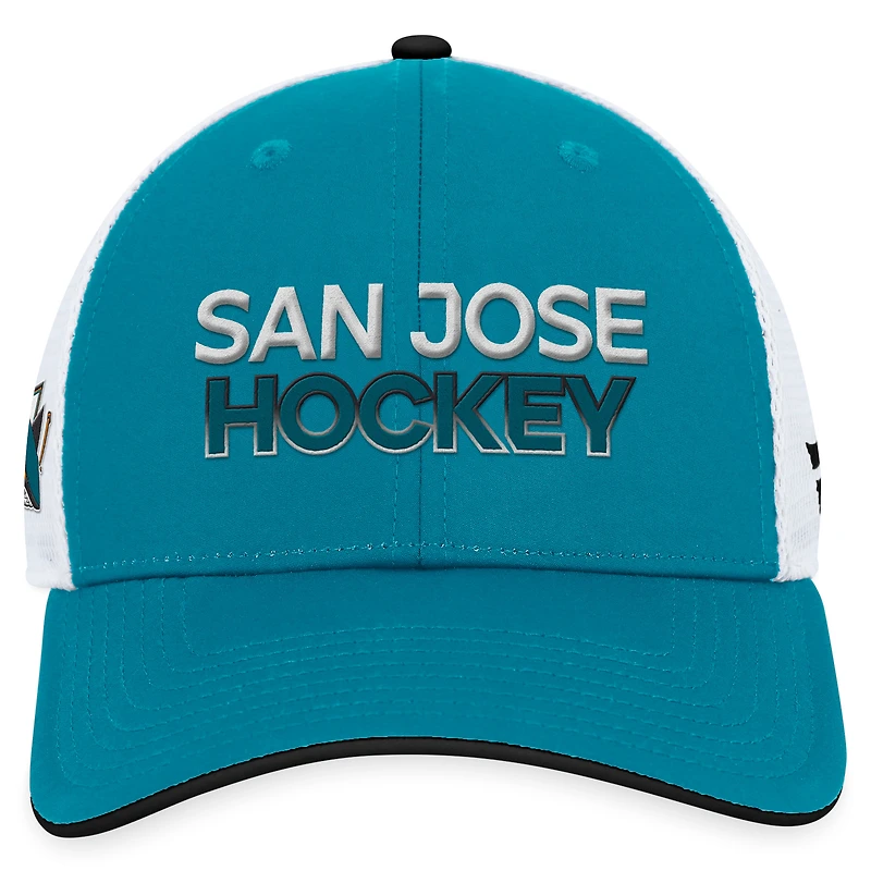Casquette réglable authentique Pro Rink Trucker Fanatics Sarcelle San Jose Sharks pour hommes
