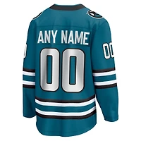 Maillot personnalisé Fanatics Teal San Jose Sharks Home Breakaway pour homme