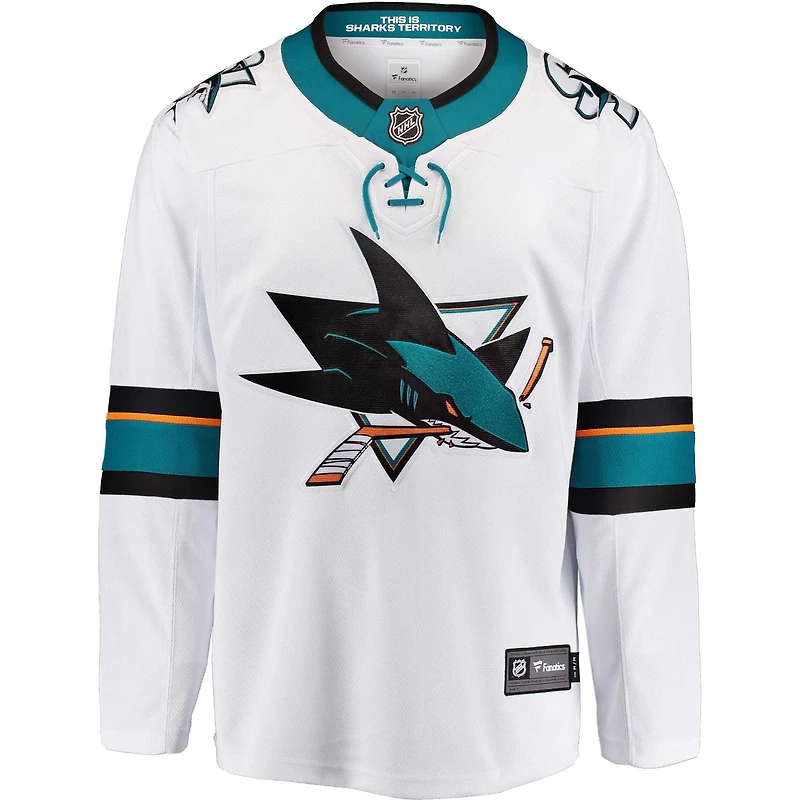 Men's Fanatics White San Jose Sharks Away  Breakaway Jersey