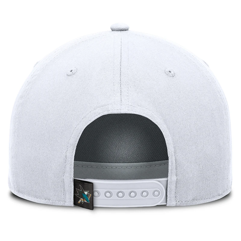 Men's Fanatics White San Jose Sharks Rope A-Frame Adjustable Hat