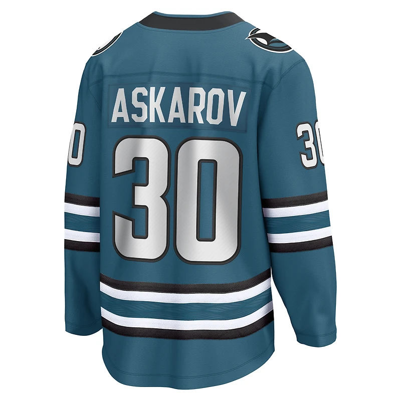 Maillot domicile Breakaway bleu sarcelle Yaroslav Askarov des Sharks de San Jose (Fanatics)