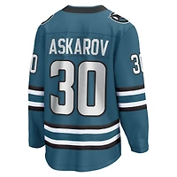 Maillot domicile Breakaway bleu sarcelle Yaroslav Askarov des Sharks de San Jose (Fanatics)
