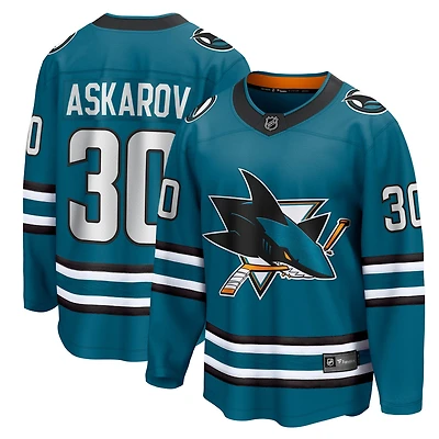 Men's Fanatics Yaroslav Askarov Teal San Jose Sharks Home Breakaway Jersey