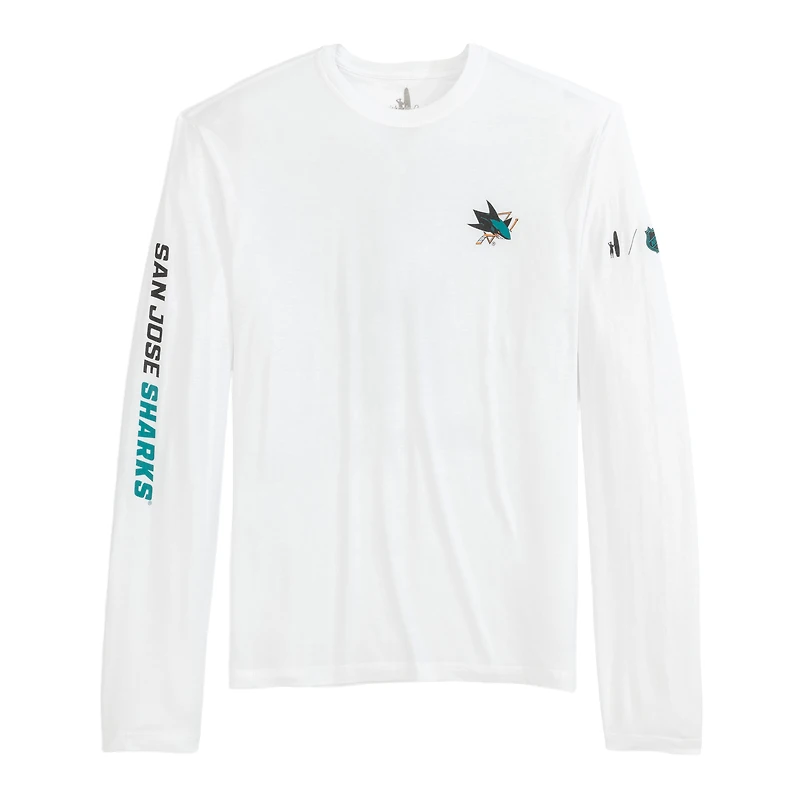 T-shirt à manches longues Adam des Sharks de San Jose pour hommes Johnnie-O blanc