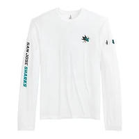 T-shirt à manches longues Adam des Sharks de San Jose pour hommes Johnnie-O blanc