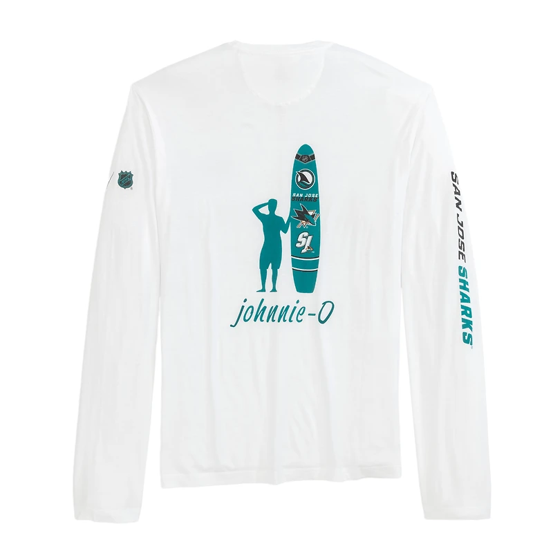 T-shirt à manches longues Adam des Sharks de San Jose pour hommes Johnnie-O blanc
