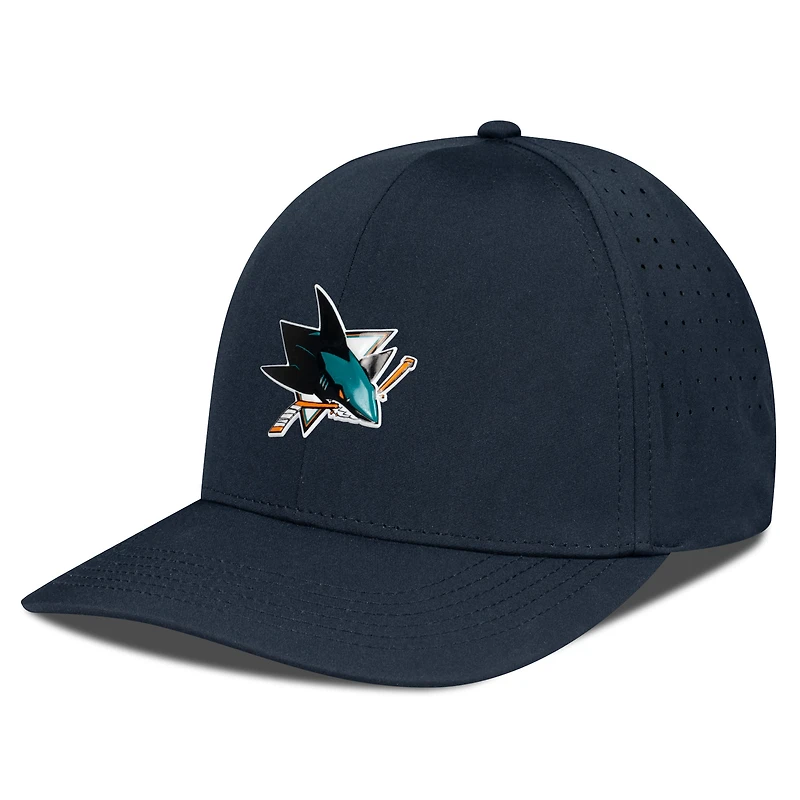 Casquette Zeta Insignia Core Flex noire pour homme des Sharks de San Jose Levelwear