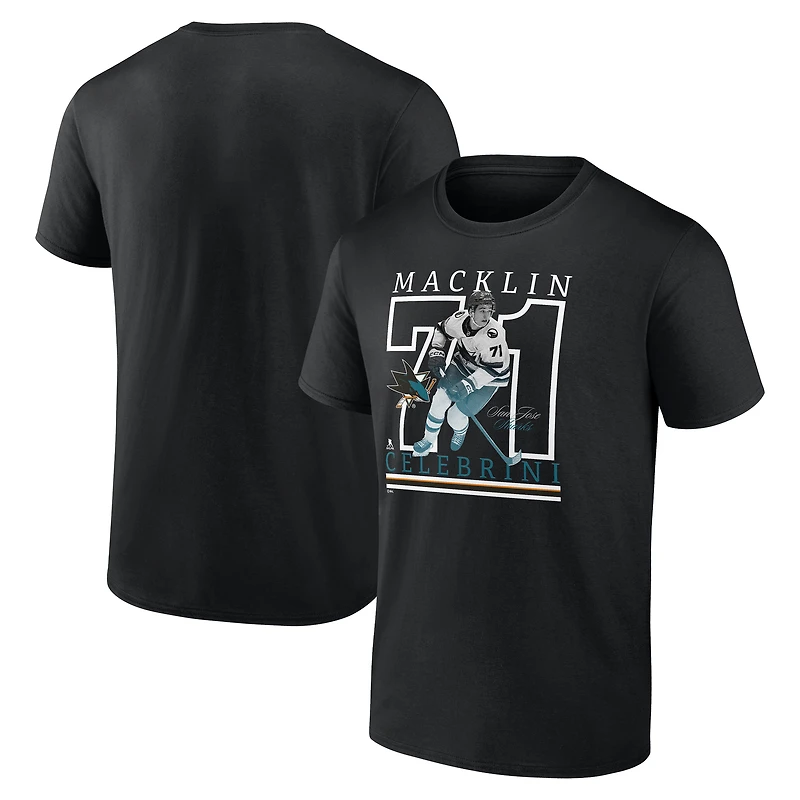 Men's Macklin Celebrini Black San Jose Sharks Player Show T-Shirt