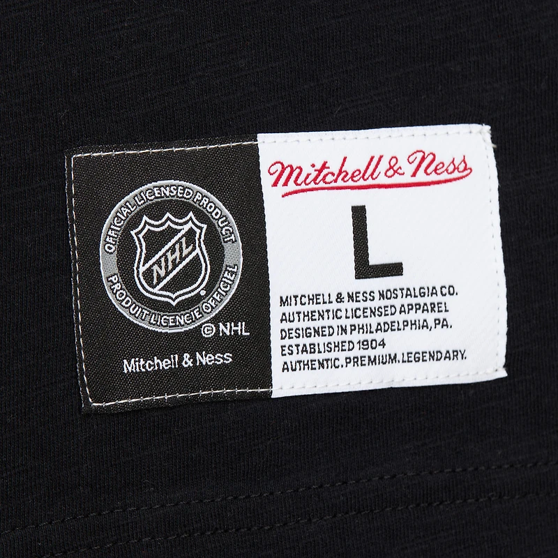 T-shirt à manches longues raglan légendaire noir/bleu sarcelle pour homme Mitchell & Ness San Jose Sharks