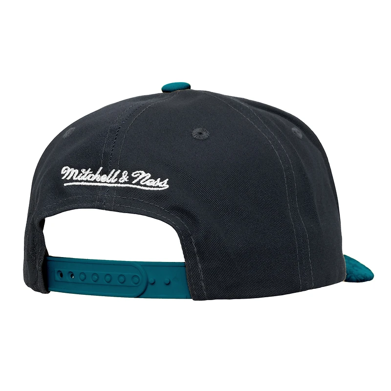 Casquette ajustable Mitchell & Ness Pro Crown noire/bleu sarcelle pour homme des Sharks de San Jose