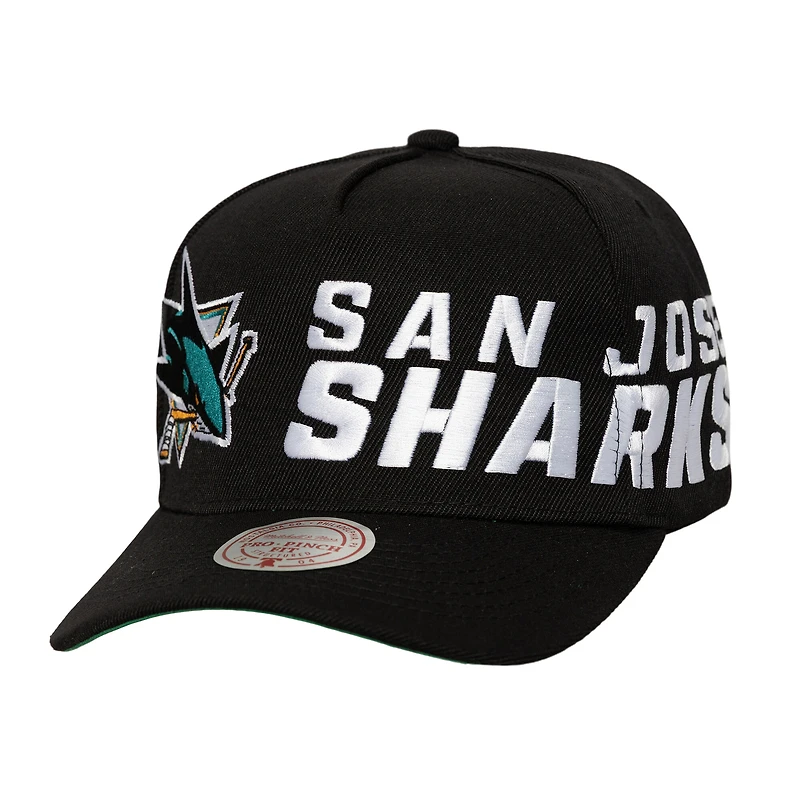 Casquette ajustable Mitchell & Ness Pro Pinch noire avec logo Busted des Sharks de San Jose pour homme